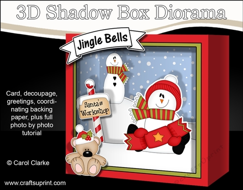 3D Christmas Diorama Shadow Box Card Mini Kit - Snowman Rio has an Xmas Cracker