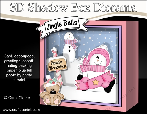 3D Christmas Diorama Shadow Box Card Mini Kit - Snowman Rio has an Xmas Cracker