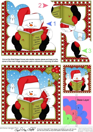 Christmas Snowman Oli Shell Edged Corner Side Stacker