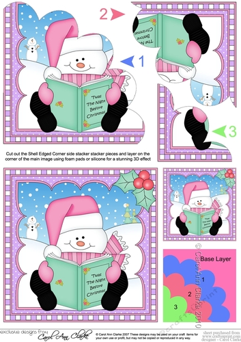 Christmas Snowman Oli Shell Edged Corner Side Stacker