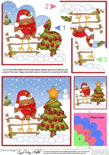 Christmas Bobbin Robin has decorated the Xmas Tree Shell Edged Corner Side Stacker