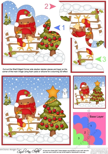 Christmas Bobbin Robin has decorated the Xmas Tree Shell Edged Corner Side Stacker
