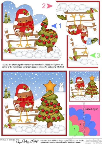 Christmas Bobbin Robin has decorated the Xmas Tree Shell Edged Corner Side Stacker