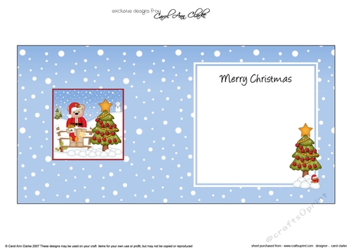Christmas Livvy Bear has decorated the Xmas Tree square landscape insert