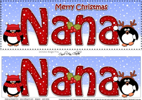 Large DL Merry Christmas NANA 3D decoupage with Penguins