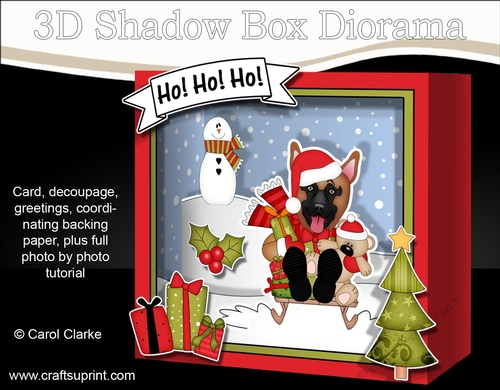 3D Christmas Diorama Shadow Box Card Mini Kit - Little German Shepherd Dog