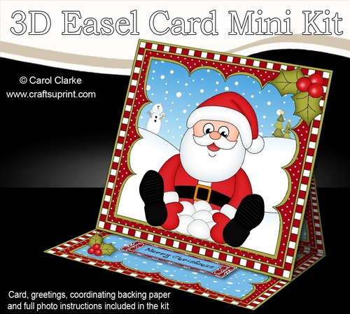 3D Easel Card Mini Kit - Christmas Santa is Snowballing!!