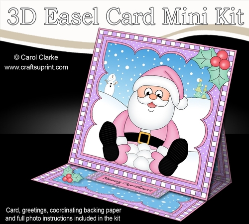 3D Easel Card Mini Kit - Christmas Santa is Snowballing!!
