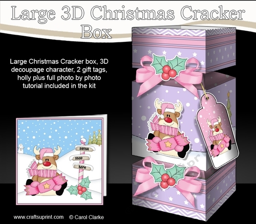 3D Large Christmas Cracker Box Mini Kit -  Rudolph has an Xmas Cracker