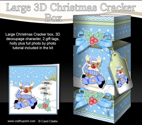 3D Large Christmas Cracker Box Mini Kit -  Rudolph has an Xmas Cracker