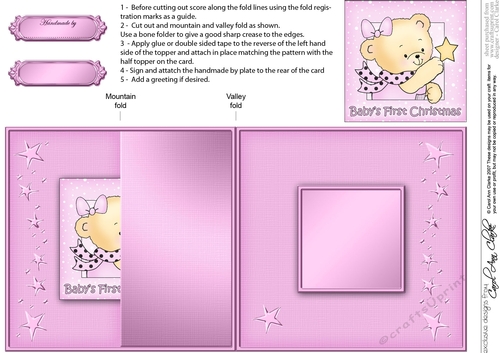 Hunney Bear Rosie has a Babys 1st Christmas Star -  No-Hole Fold Back Card
