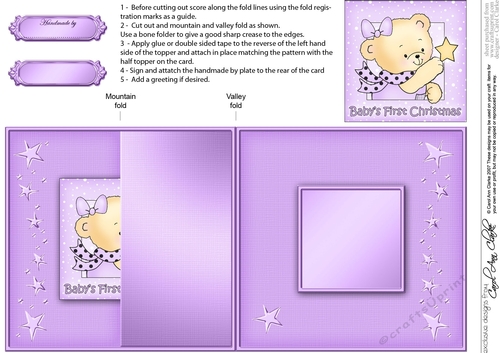 Hunney Bear Rosie has a Babys 1st Christmas Star -  No-Hole Fold Back Card