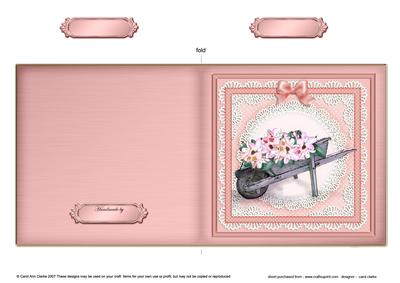 Flower Filled Wheelbarrow Cut and Fold Quick Card