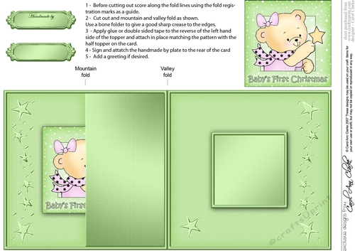 Hunney Bear Rosie has a Babys 1st Christmas Star -  No-Hole Fold Back Card