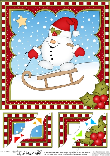 Christmas Snowball Sam 8 x 8 Scalloped Corner Topper 