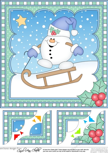 Christmas Snowball Sam 8 x 8 Scalloped Corner Topper 