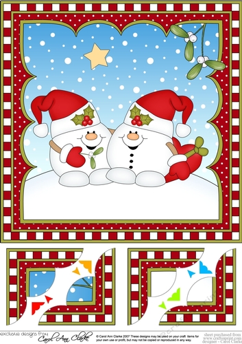 Christmas Snowball Sam 8 x 8 Scalloped Corner Topper 