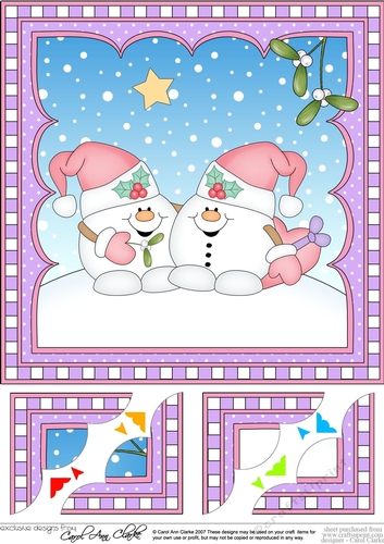 Christmas Snowball Sam 8 x 8 Scalloped Corner Topper 