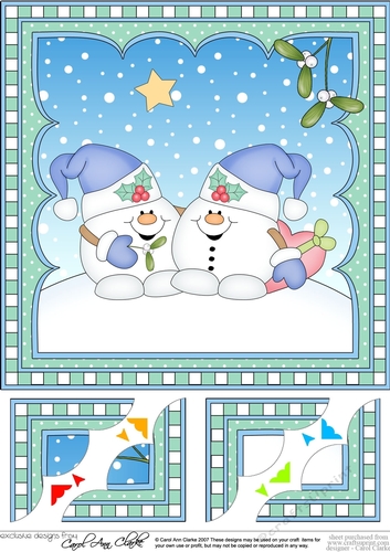 Christmas Snowball Sam 8 x 8 Scalloped Corner Topper 