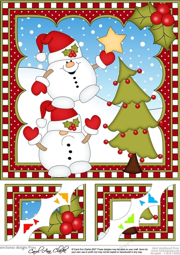 Christmas Snowball Sam 8 x 8 Scalloped Corner Topper 