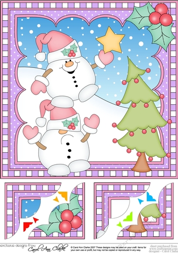 Christmas Snowball Sam 8 x 8 Scalloped Corner Topper 