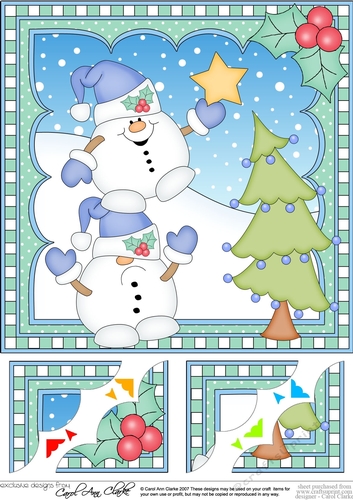 Christmas Snowball Sam 8 x 8 Scalloped Corner Topper 