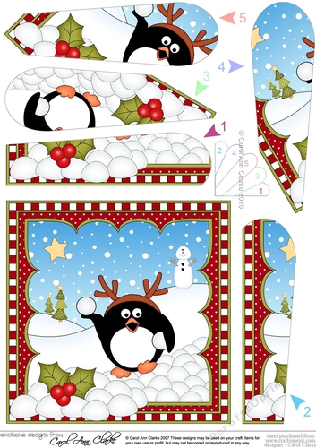 Christmas Penguin Fan Pyramage Topper