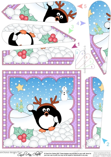 Christmas Penguin Fan Pyramage Topper