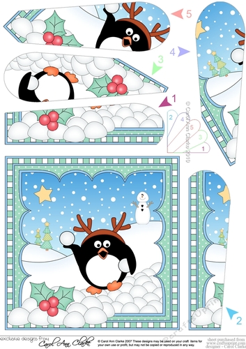 Christmas Penguin Fan Pyramage Topper