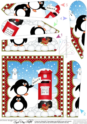 Christmas Penguin Fan Pyramage Topper