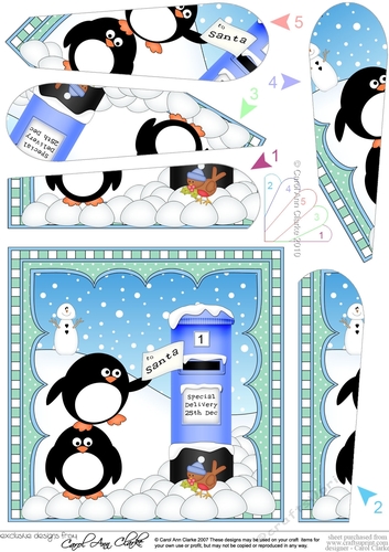 Christmas Penguin Fan Pyramage Topper