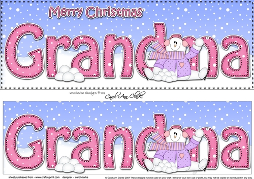 Large DL Merry Christmas GRANDMA 3D decoupage with Snowman Rio