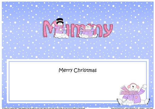 Large DL Merry Christmas MUMMY insert with Snowman Rio