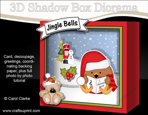 3D Christmas Diorama Shadow Box Card Mini Kit - Bobbin Robin is Carol Singing