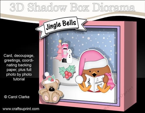 3D Christmas Diorama Shadow Box Card Mini Kit - Bobbin Robin is Carol Singing