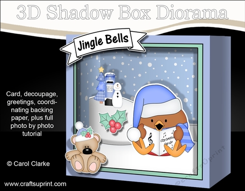 3D Christmas Diorama Shadow Box Card Mini Kit - Bobbin Robin is Carol Singing