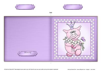 Princess Piggywig Cut and Fold Quick Card