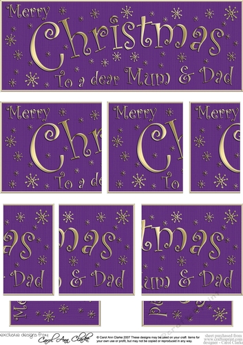 Mum and Dad Christmas DL side stacker Topper