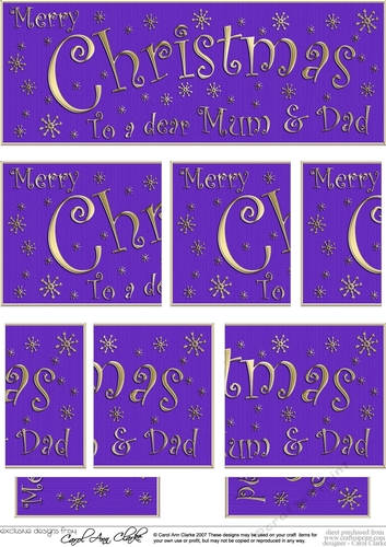 Mum and Dad Christmas DL side stacker Topper