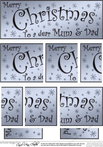 Mum and Dad Christmas DL side stacker Topper