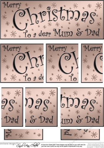 Mum and Dad Christmas DL side stacker Topper