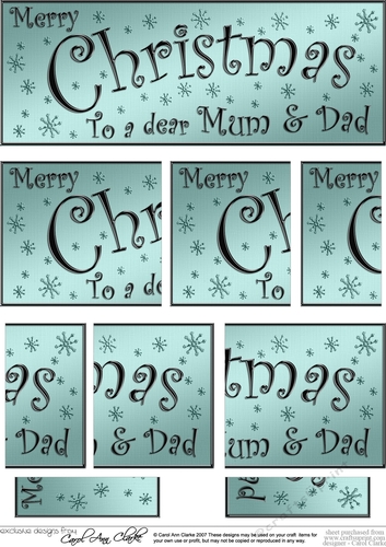 Mum and Dad Christmas DL side stacker Topper