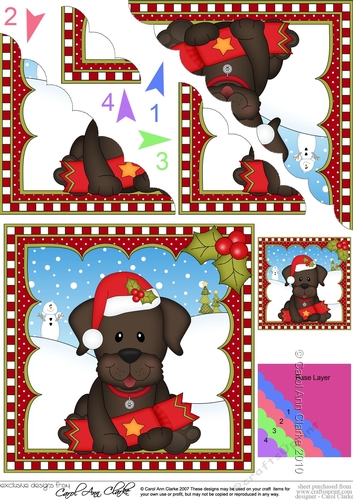 Christmas Scalloped Corner Stacker - Little Chocolate Labrador Dog 