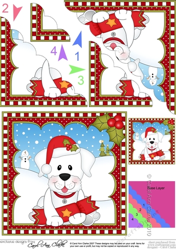 Christmas Scalloped Corner Stacker - Little White Labrador Dog