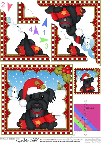 Christmas Scalloped Corner Stacker - Little Shih Tzu Dog