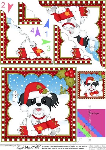 Christmas Scalloped Corner Stacker - Little Shih Tzu Dog
