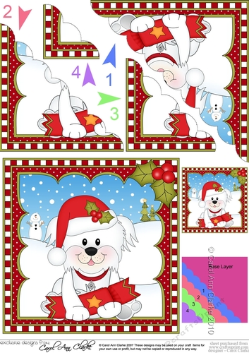 Christmas Scalloped Corner Stacker - Little Bichon Frise Dog