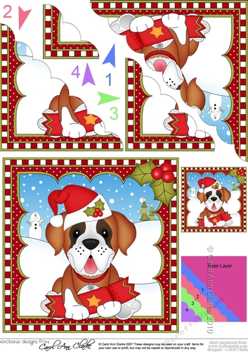 Christmas Scalloped Corner Stacker - Little St Bernard Dog