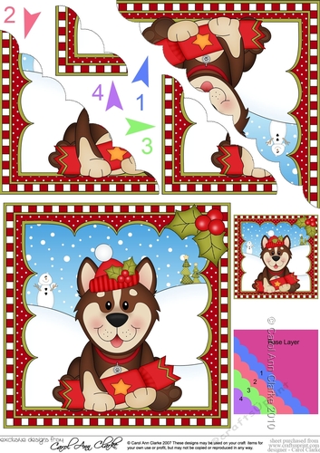 Christmas Scalloped Corner Stacker - Little Husky Dog