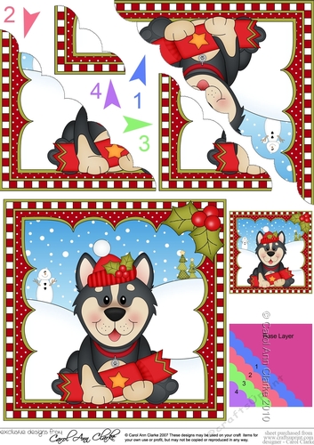 Christmas Scalloped Corner Stacker - Little Husky Dog